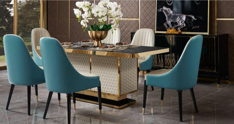Dining table 6x Chairs Chair Dining room Set Dining set Modern Furniture Table