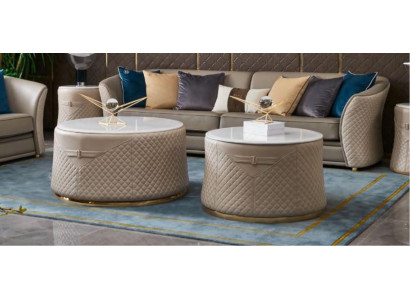 Round Set 2x Coffee table Coffee table Side table Designer Living room