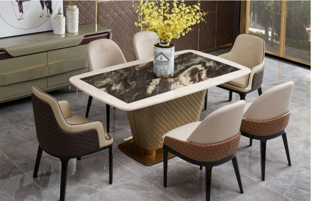 Complete e Dining room Suite Table 4x Armchair Chairs Luxury Dining set