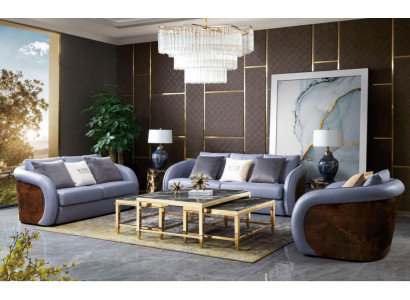 Luxury Living room Furniture Sofa set Leather Sofa Couch Upholstery Set Design