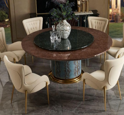 Complete e Dining room Suite Round Table 4x Armchair Chairs Dining set