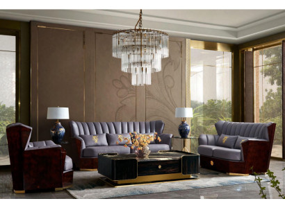 Complete Set Sofa set 321 Seater Coffee table Designer Modern Leather Sofa