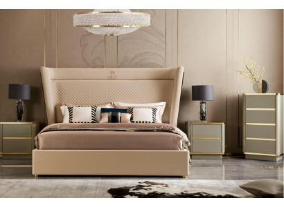 Double bed Bedroom Hotel Ehe Luxus Bed 2x Bedside table 3pcs. Set beds