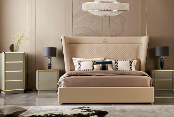 Bedroom Hotel Beds Double Bed Design Wood Fabric Beds 180x200cm