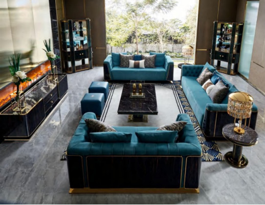 Luxury Living room Furniture velvet sofa couch set Coffee table designer
