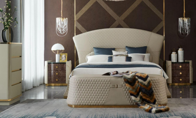 Design Leather Bed Luxury Upholstery Beds Double Bedroom 180x200