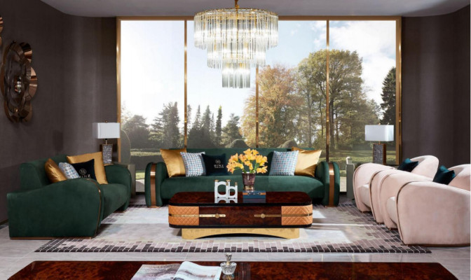 Luxury sofa set 4 pieces. Set Sofa Leather Sofa Upholstery Chesterfield Couch Sofas