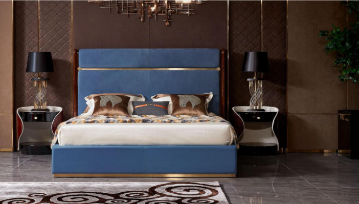 Classic s Bed frame Leather Bed Blue e Luxury Beds Bedroom Furniture