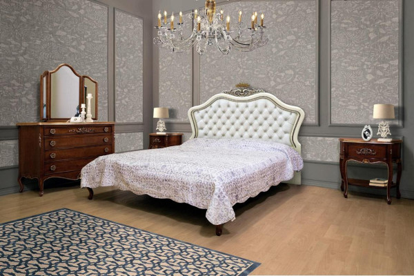 Complete set of 4 for Bedroom Design modern Luxurious Bed 2x Bedside table Chest of drawers