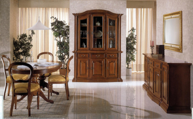 Design Dining room Set Suite 7tlg Wood Furniture Chest of drawers 4x Chair Table Display case new