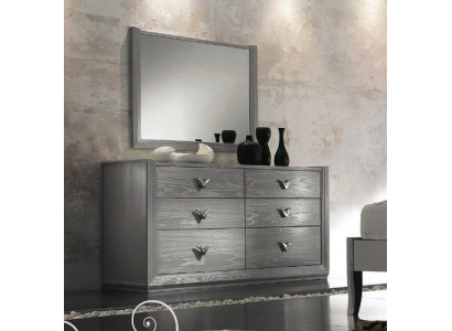 Chest of drawers Mirror Suite Wood Designer Chests of drawers Wardrobe Shelf Italy Set 2pcs.