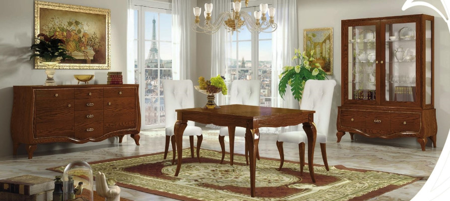 Suite Dining room Dining table Chair Chest of drawers Display case Table Tables Group Set 7pcs.