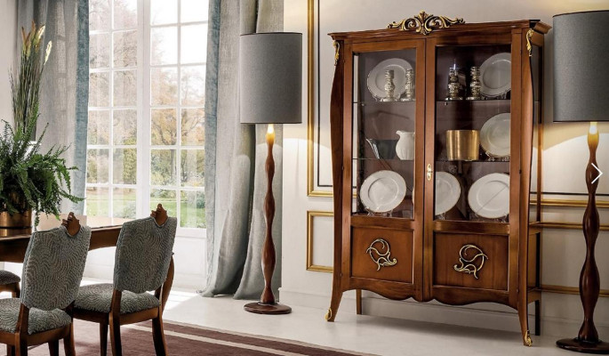 Display case Glass Wardrobe Chest of drawers Cabinets Italy Furniture Wood Style Baroque Showcases