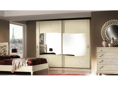Wardrobe with Sliding Doors Bedroom Wardrobe Wall Cabinets White Mirror