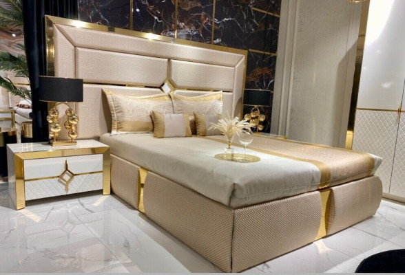 Double Luxury Double bed Beige Modern Design Bed Bed frame e Bed frame Beds