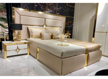 Double Luxury Double bed Beige Modern Design Bed Bed frame e Bed frame Beds
