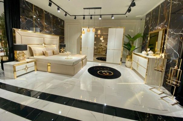 Double Luxury Double bed Beige Modern Design Bed Bed frame e Bed frame Beds