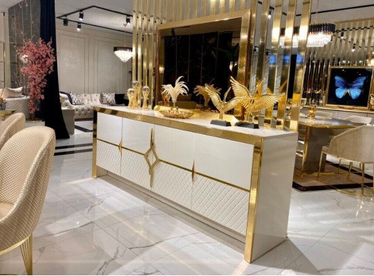 Sideboard TV cabinet Living room Design Shelf Wood Shelves Lowboard Italy White tv Stand