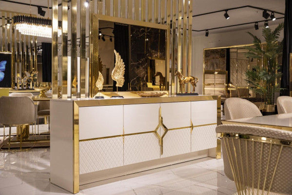 Sideboard Furniture Modern Furnishings Chest of drawers Wardrobe Italian Style Gold White
