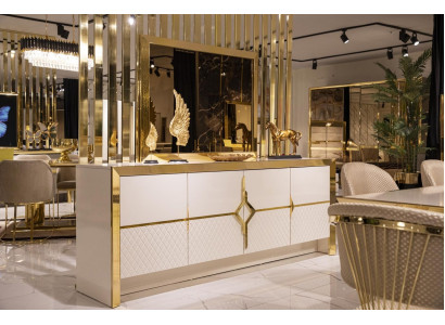 Sideboard Furniture Modern Furnishings Chest of drawers Wardrobe Italian Style Gold White
