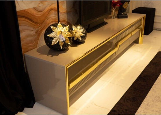 Sideboard Gold High Gloss Style Living room Chests of drawers Lowboard TV cabinet Design Chest of drawers
