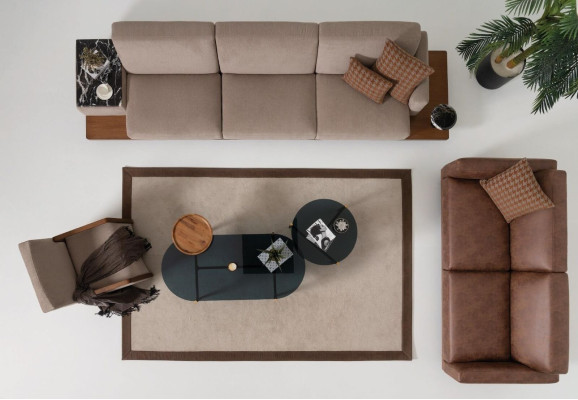 Modern leather sofa sofa 3 seater design couch living landscape brown