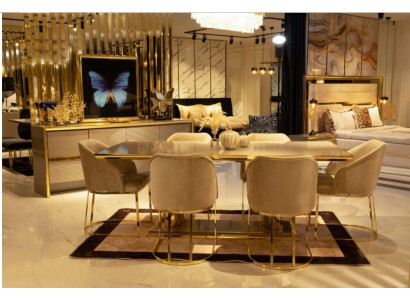 Luxury Table White stainless steel Dining tables Dining table Italian design Gold Tables