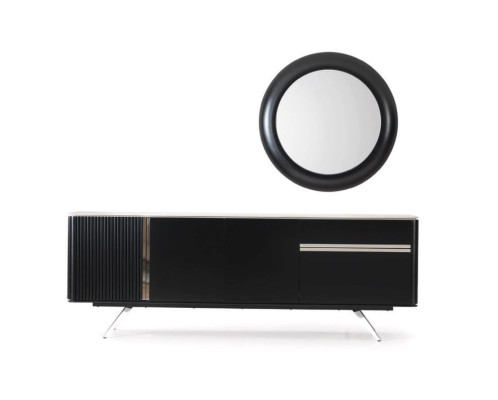 Living room Sideboard Mirror Sideboard Wood with Metal style black