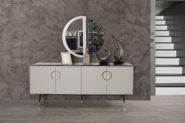 Complete e dining set 7 pieces. Dining room Sideboard Set Modern Table 4x Chairs TV cabinet
