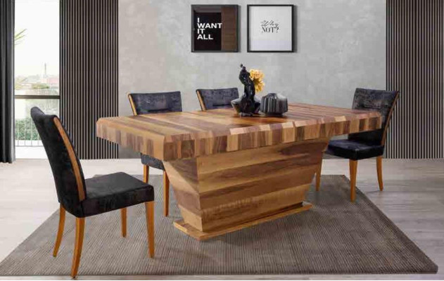 Table + 6 Chair Set Suite Upholstery 7-piece new Designer Wood Dining Living Room Set