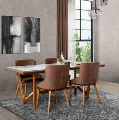 Luxury Set Dining room Dining table Chair Table Tables Chairs Wood Design 5 pcs new