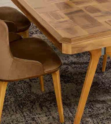 Designer Wood Ess Dining room Set Table 4x Lehn Chairs Set Suite Upholstery 5pcs
