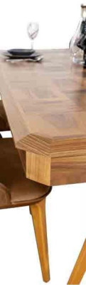 Designer Wood Ess Dining room Set Table 4x Lehn Chairs Set Suite Upholstery 5pcs