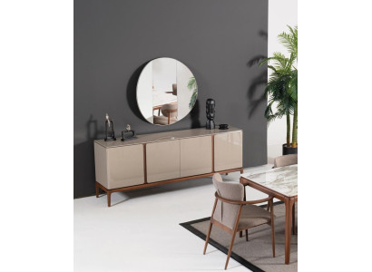 Living room Sideboard Mirror Sideboard Wood with Metal style black Chest of drawers
