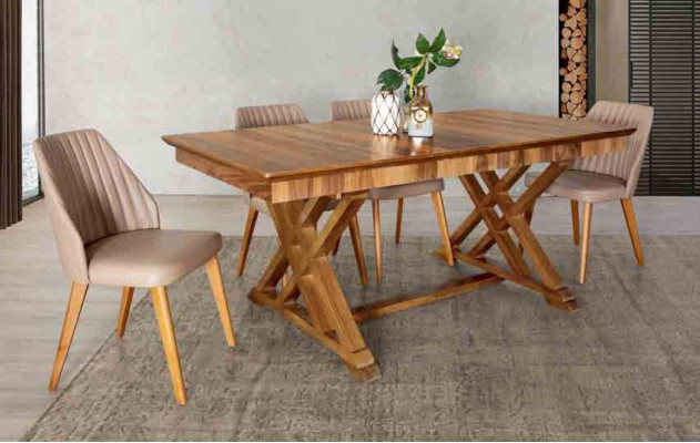 Suite Table 6x Armchair Chairs Luxury Dining set Set 7pcs Complete e Dining room