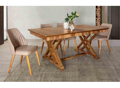 Suite Table 6x Armchair Chairs Luxury Dining set Set 7pcs Complete e Dining room