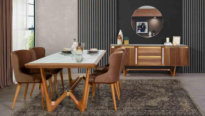 Sideboard Chests of drawers Set Italian Furniture 2pcs. Wardrobe Wood Chest of drawers with Mirror