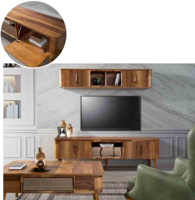 TV-cabinet tv Sideboard Leather Wood Table Television Wardrobe Table Design Low 2-piece. Set new