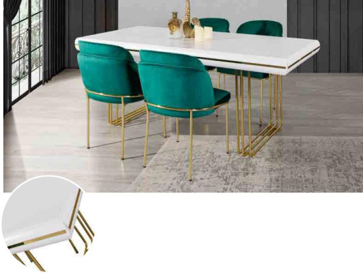 Luxury Dining table Table Dining room Tables Metal Design Kitchen Table White Gold Wood