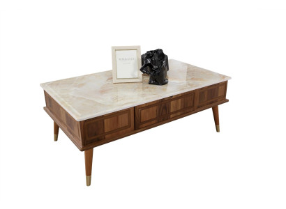 Design Coffee table Living room Stone effect Table Side table Tables 160x68cm
