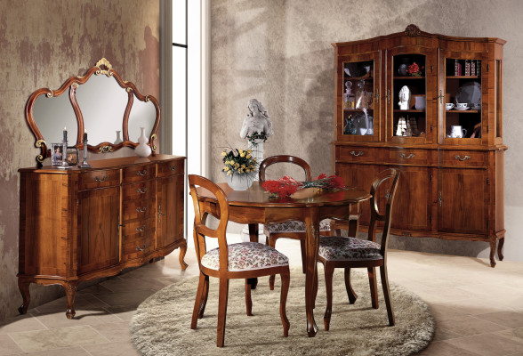 Round Dining table Dining room Table Extendable Luxury Tables Wood Italian Furniture