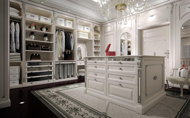 Walk-in clothes wardrobe luxury classic coat rack custom-made