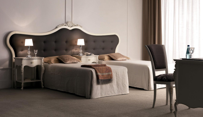Hotel Furnishings 2x Beds + Bedside table Design Modern Luxury Furniture 3-piece. set