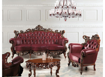 Luxury Furniture Sofa set Couch Sofa Upholstery 3 + 1 Seater Coffee table Wood 3pcs.