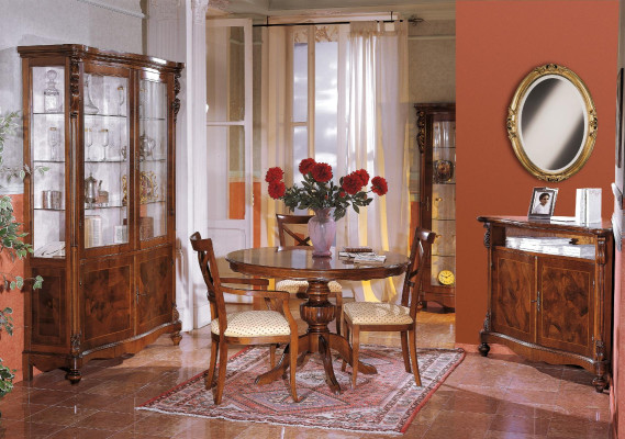 Luxury Dining room Set Suite 6tlg Wood Furniture Chest of drawers 3x Chair Table Display case new