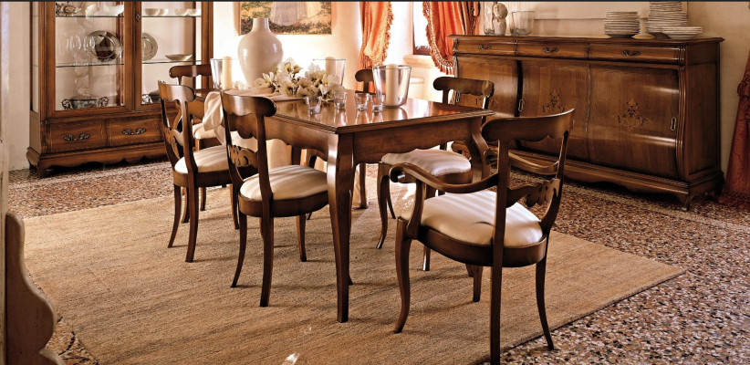 Furniture Furnishings Group Table + 6 Chair Set 7pcs. Dining table suite dining room