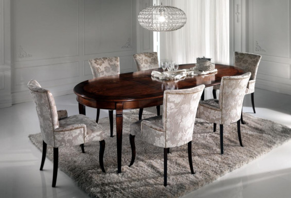 Dining table Suite Dining room Furniture Furnishings Group Table + 6 Chair Set 7pcs.