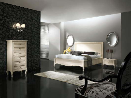 Design Classic Luxury Beds Group Wood Bed Bedside table 4-piece Bedroom Set