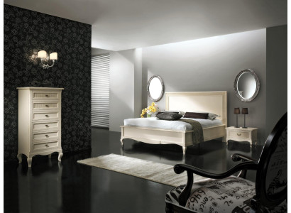 Design Classic Luxury Beds Group Wood Bed Bedside table 4-piece Bedroom Set