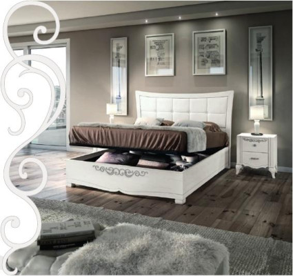 Suite Set 3pcs Bedroom Bed Bedside table Double Wood Modern Group Beds